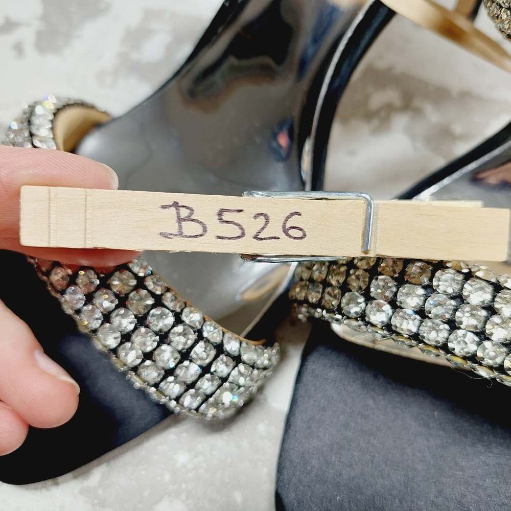 NEW Badgley Mischka Sade Black Rhinestone Heeled Summer Sandals B526 - Picture 10 of 10